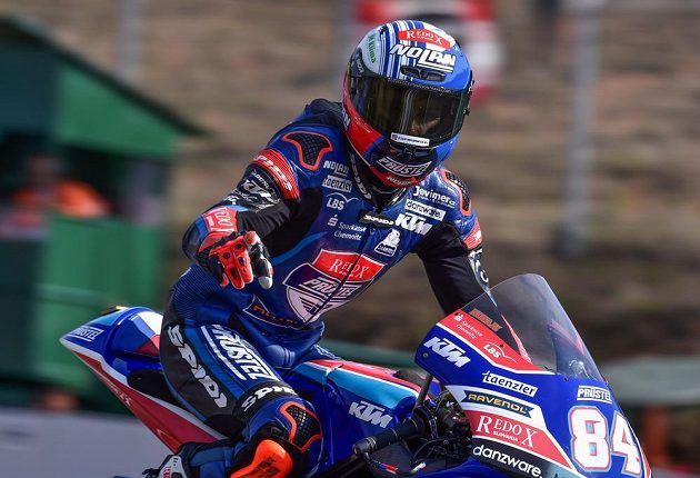 Vítěz kvalifikace na Velkou cenu České republiky kategorie Moto3 Jakub Kornfeil z České republiky.