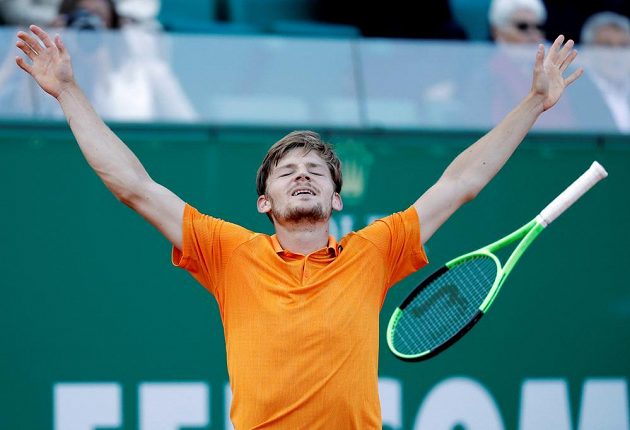 Belgický tenista David Goffin vyřadil na turnaji v Monte Carlu Srba Novaka Djokoviče a měl z toho obrovskou radost.