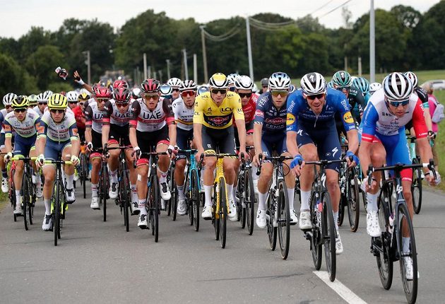 Peloton of the famous Tour de France in action.