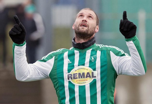Útočník Bohemians 1905 Ivan Lietava se v utkání Tipsport ligy raduje z gólu proti Liberci.