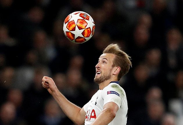 Hvězda Tottenhamu Harry Kane během čtvrtfinále Ligy mistrů proti Manchesteru City.