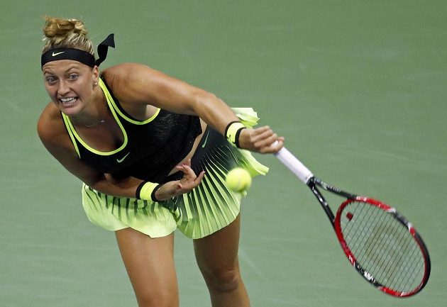 Česká tenistka Petra Kvitová během osmifinálového duelu US Open s Němkou Angelique Kerberovou.