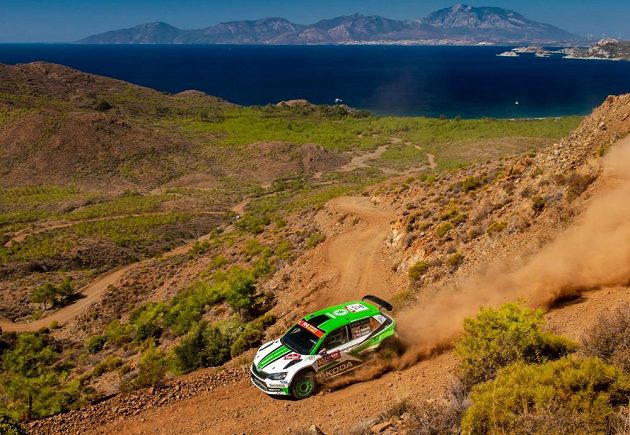 Jan Kopecký se Škodou Fabia R5 na trati Turecké rallye.