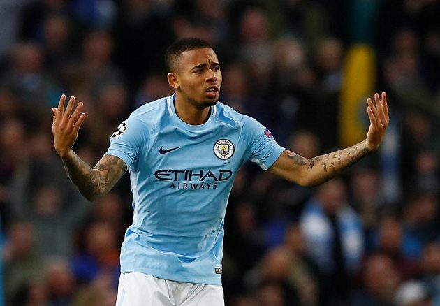 Gabriel Jesus z Manchesteru City slaví gól, který vstřelil do sítě Liverpoolu v odvetě čtvrtfinále Ligy mistrů.