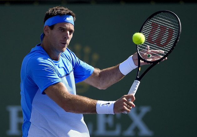 Argentinec Juan Martín Del Potro v zápase s Tomášem Berdychem v druhém kole turnaje v Indian Wells.