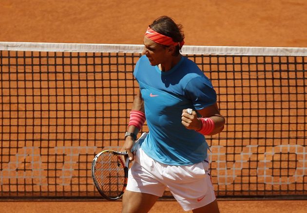 Rafael Nadal se raduje z vítězství v prvním setu nad Tomášem Berdychem.
