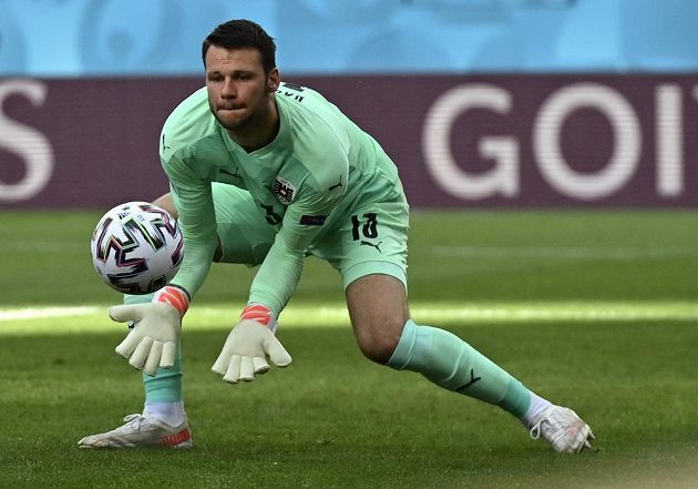 Austrian goalkeeper Daniel Bachmann in action.