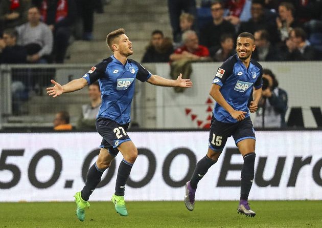 Střelec gólu TSG Hoffenheim Andrej Kramarič a jeho radost v duelu proti Bayernu v německé nejvyšší soutěži.