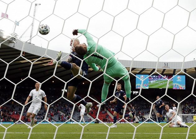 Fantastic intervention of the Czech goalkeeper Tomáš Vaclík in the EURO match with Scotland.