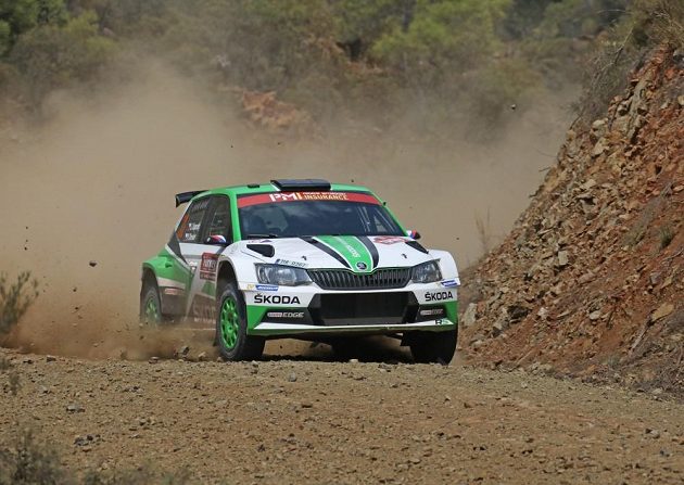 Jan Kopecký se Škodou Fabia R5 při testovací rychlostní zkoušce na Turecké rallye.