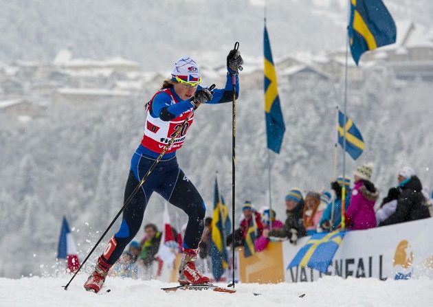Petra Nováková při týmovém sprintu na MS ve Val di Fiemme.