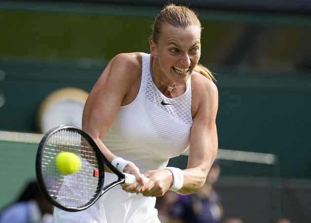 Petra Kvitová in the first round of Wimbledon.