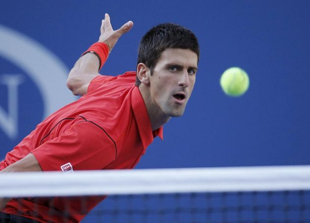 Novak Djokovič ze Srbska ve finále US Open proti Rafaelu Nadalovi ze Španělska.