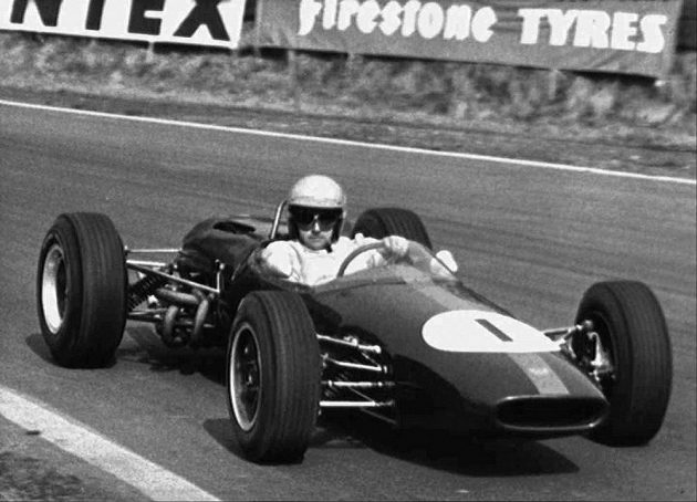 In this April 3, 1965 file photo Australian racing driver Jack Brabham competes at Oulton Park, in Cheshire, England. Three-time Formula One champion Brabham died early Monday, May 19, 2014, at his home on the Gold Coast, the Australian Grand Prix Corporation said. He was 88. (AP Photo/File)
