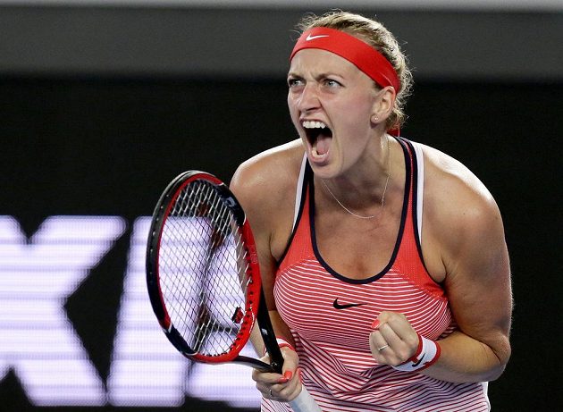 Petra Kvitová během druhého kola Australian Open proti domácí Darii Gavrilovové.