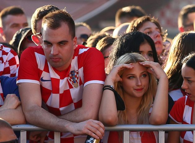 Disappointed Croatian fans after the loss of their footballers to the EURO with Spain.