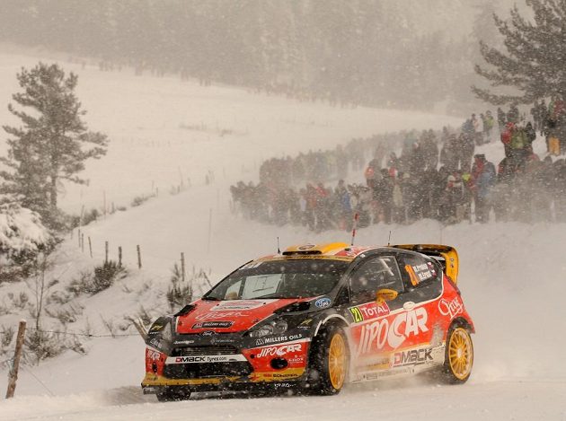 Martin Prokop, jediný český pilot v mistrovství světa, s Fordem Fiesta WRC na trati loňské Rallye Monte Carlo.