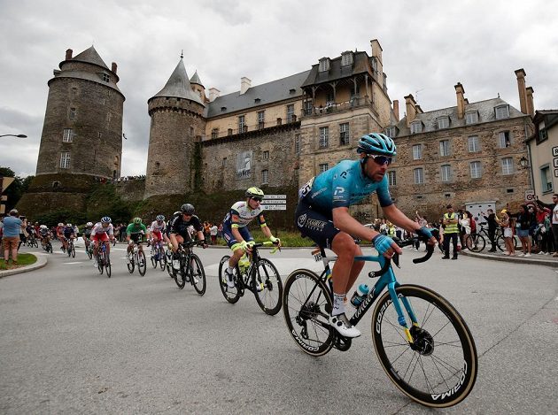 Astana rider Dmitry Gruzdev from Kazakhstan in action during the 4th stage of the Tour de France.