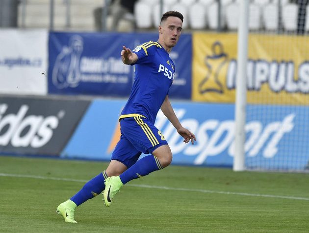 Střelec prvního gólu Jihlavy Davis Ikaunieks z Jihlavy zaskočil Plzeň už v úvodní minutě.