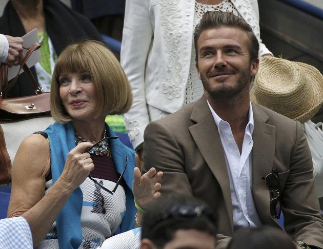 Na závěr US Open byl zvědavý i David Beckham, vedle něj Anna Wintourová, šéfredaktorka magazínu American Vogue.