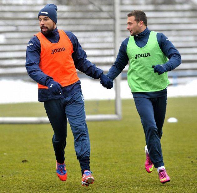 Milan Baroš (vlevo) a Antonín Fantiš na tréninku Baníku Ostrava