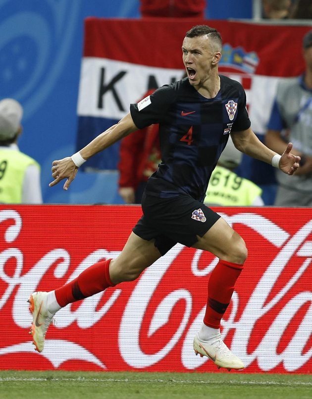 Euforie v podání Ivana Perišiče po vyrovnávací brance Chorvatů v semifinále MS.