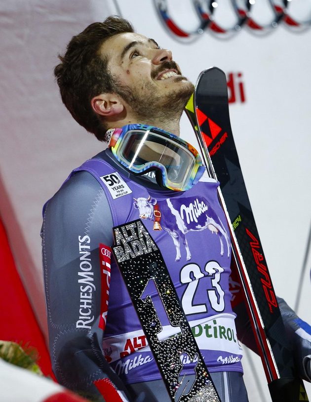 Francouz Cyprien Sarrazin, vítěz paralelního obřího slalomu v Alta Badii.