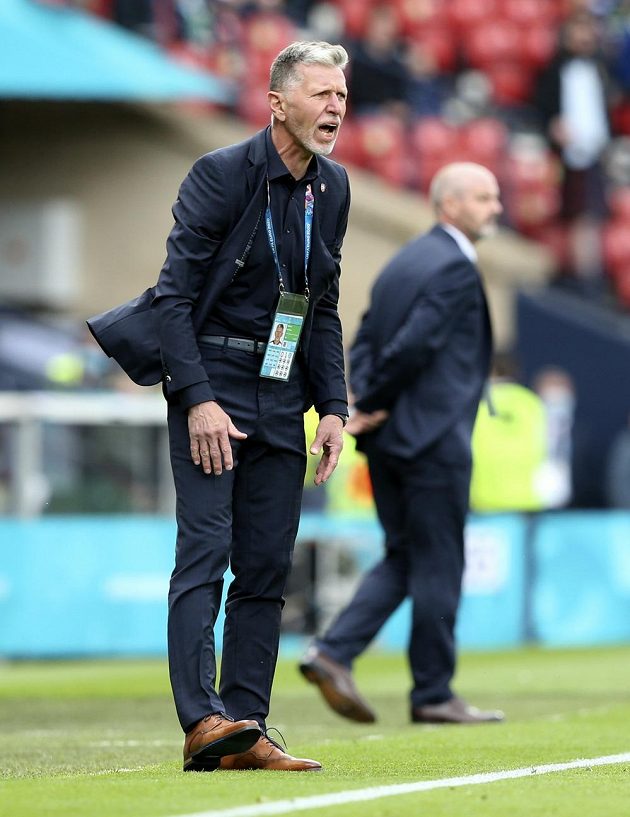 Coach Jaroslav Šilhavý during the match with Scotland.