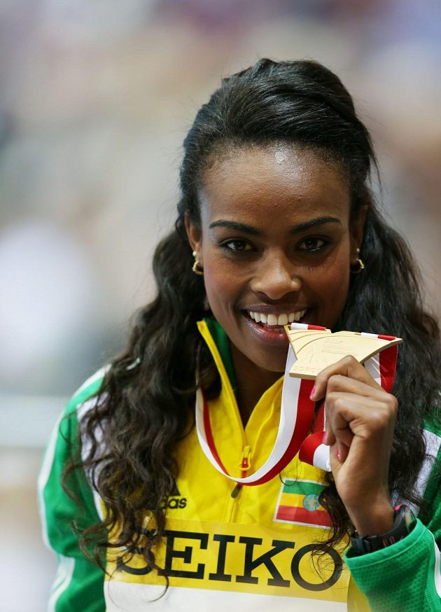 Genzebe Dibabaová, etiopská vítězka na 3000 m.