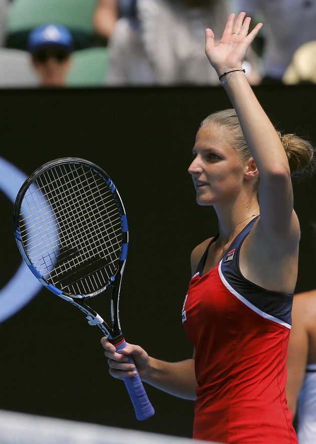 Karolína Plíšková děkuji fanouškům za podporu během utkání 1. kola Australian Open.