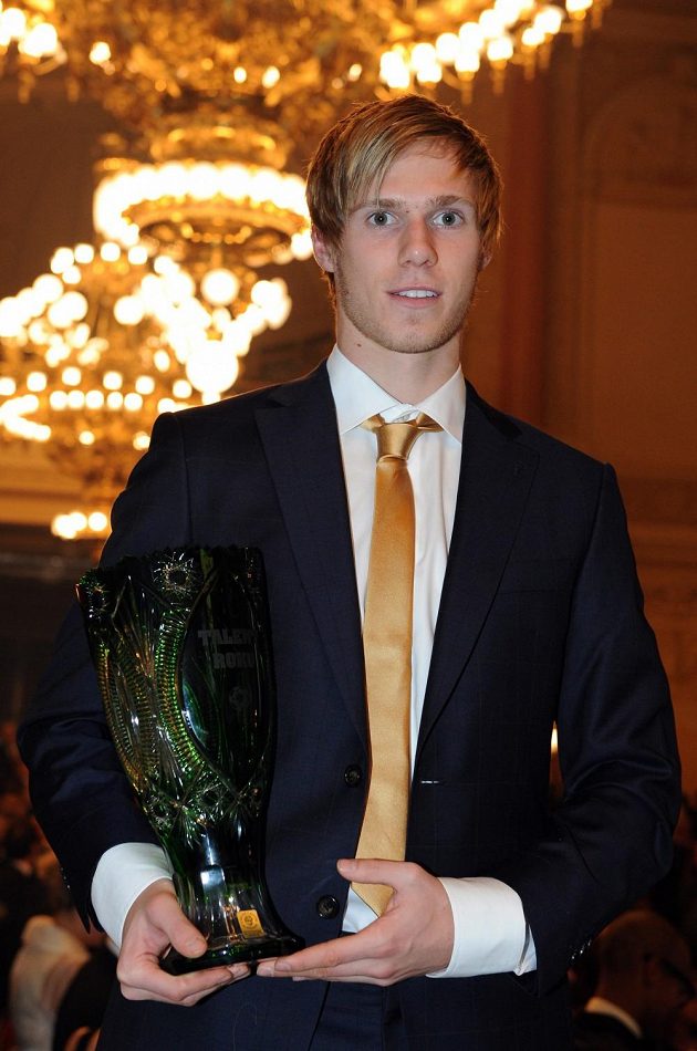 Talent roku 2012 Tomáš Kalas, hráč nizozemského Arnhemu, během vyhlášení ankety Fotbalista roku na pražském Žofíně.