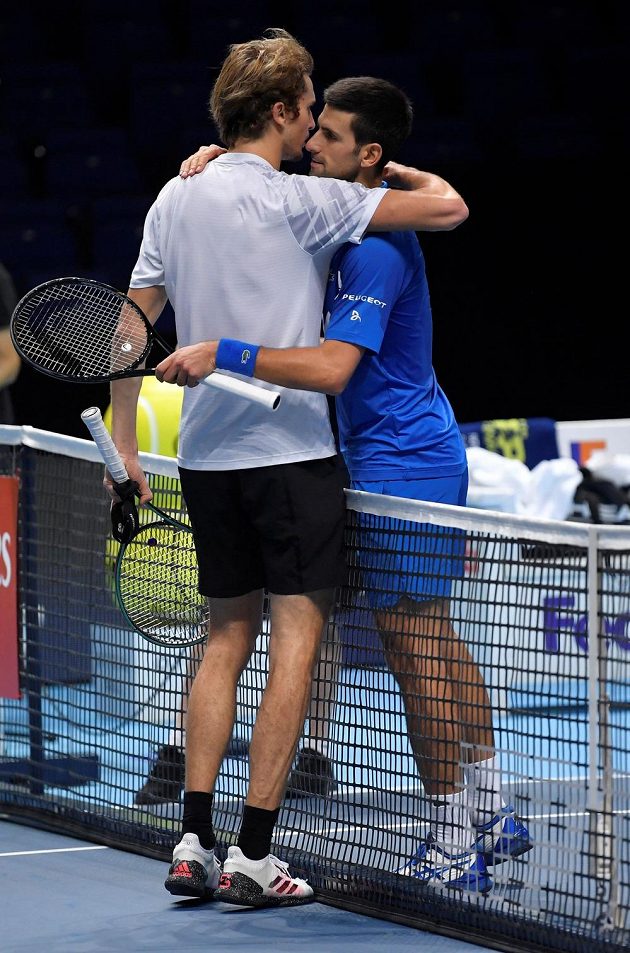 Novak Djokovic from Serbia after the match with German Alexander Zverev.