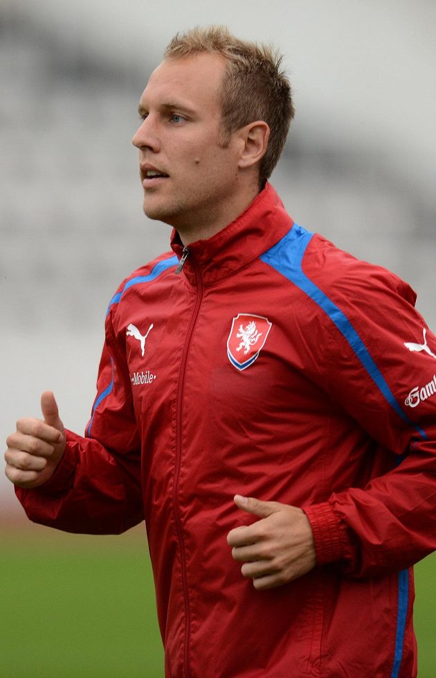 Záložník Daniel Kolář na tréninku české fotbalové reprezentace před dvojutkáním kvalifikace MS s Arménií a Itálií.