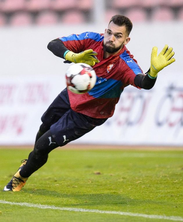 Tomáš Koubek během tréninku fotbalové reprezentace před zápasy kvalifikace MS 2018 s Ázerbájdžánem a San Marinem.