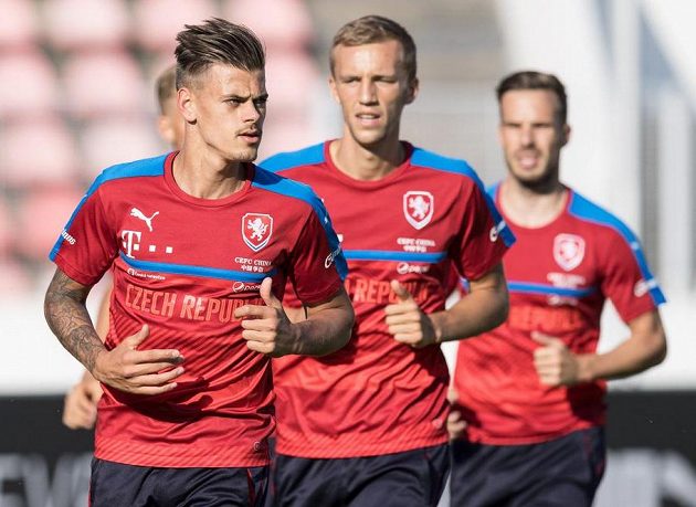 Jan Kliment na prvním tréninku před zápasy kvalifikace MS 2018 s Německem a Severním Irskem.