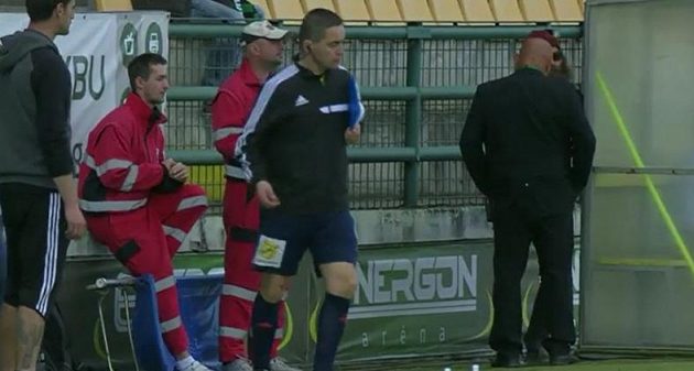 Marek Pilný v zápase Příbram - Slavia.
