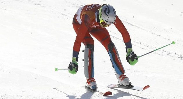 Nor Henrik Kristoffersen zvládl první kolo olympijského slalomu na jedničku.
