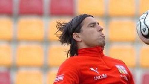 Milan Baroš na tréninku reprezentace. Milan Baroš na tréninku reprezentace.