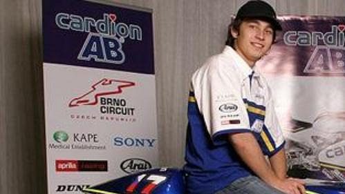 Karel Abraham na stroji Aprilia 250 RSW-LE Karel Abraham na stroji Aprilia 250 RSW-LE