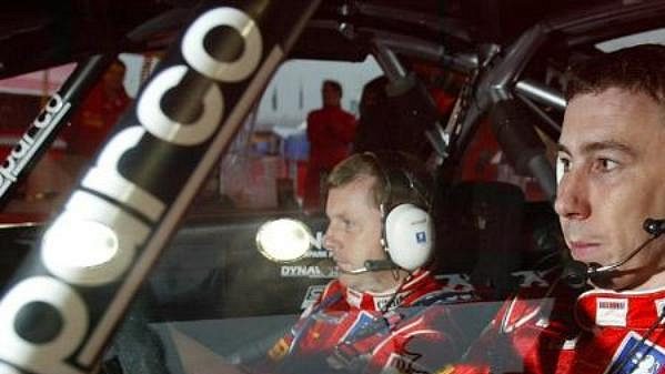 Estonec Markko Märtina a jeho britský navigátor Michael Park (vlevo) na trati Britské rallye 2005. Estonec Markko Märtina a jeho britský navigátor Michael Park (vlevo) na trati Britské rallye 2005.