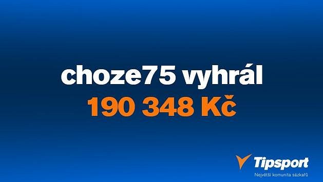 Pohárová hvězda sázkař „choze75“ vyhrál 190 tisíc za stovku! Pohárová hvězda sázkař „choze75“ vyhrál 190 tisíc za stovku!