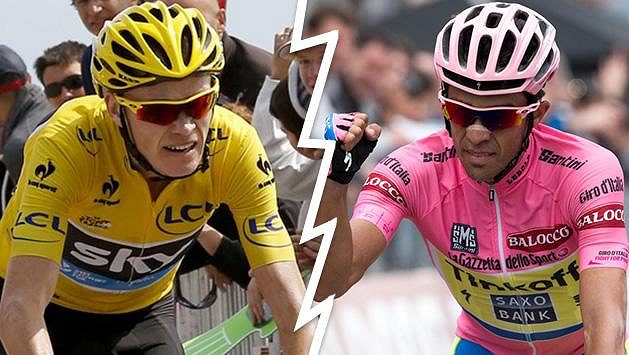 Alberto Contador (vpravo) chce po Giru triumfovat i na Tour. Zkříží mu plány Chris Froome? Alberto Contador (vpravo) chce po Giru triumfovat i na Tour. Zkříží mu plány Chris Froome?