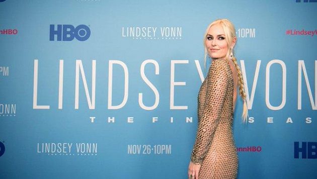 Lindsey Vonnová při premiéře dokumentu. Lindsey Vonnová při premiéře dokumentu.
