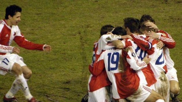 Radost fotbalistů Slavie Radost fotbalistů Slavie