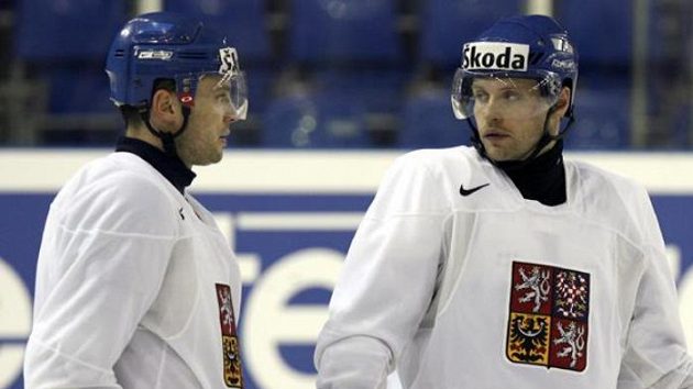 Jaroslav Hlinka (vpravo) a David Výborný na tréninku reprezentace Jaroslav Hlinka (vpravo) a David Výborný na tréninku reprezentace
