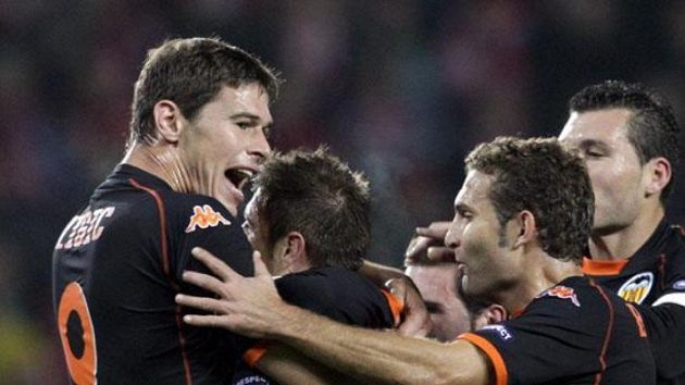 Radost fotbalistů Valencie Radost fotbalistů Valencie
