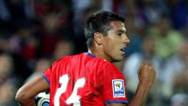 Milan Baroš po svém gólu na Slovensku Milan Baroš po svém gólu na Slovensku