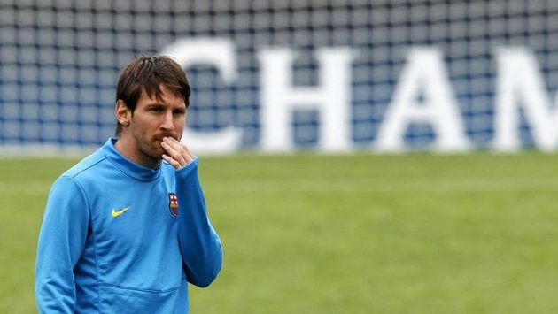 Lionel Messi na tréninku Barcelony Lionel Messi na tréninku Barcelony