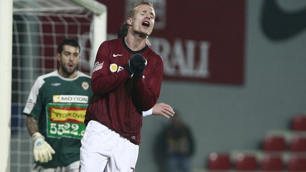 Jiří Jarošík se raduje z gólu do sítě Brna. Jiří Jarošík se raduje z gólu do sítě Brna.