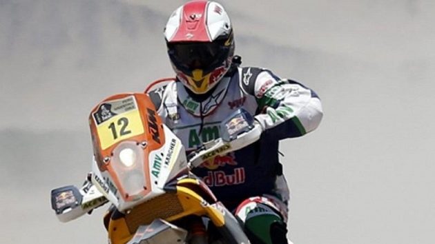 Francouzský motocyklista Pierre Cherpin na snimku ze soutěže. Francouzský motocyklista Pierre Cherpin na snimku ze soutěže.